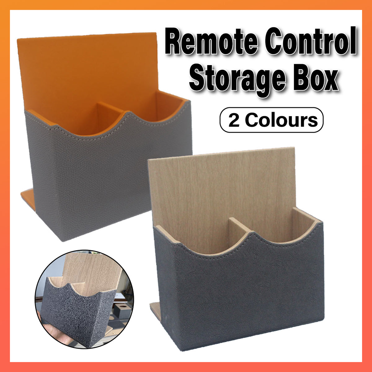 Hotel Leather Remote Control Holder Desk Caddy with 2 Slots