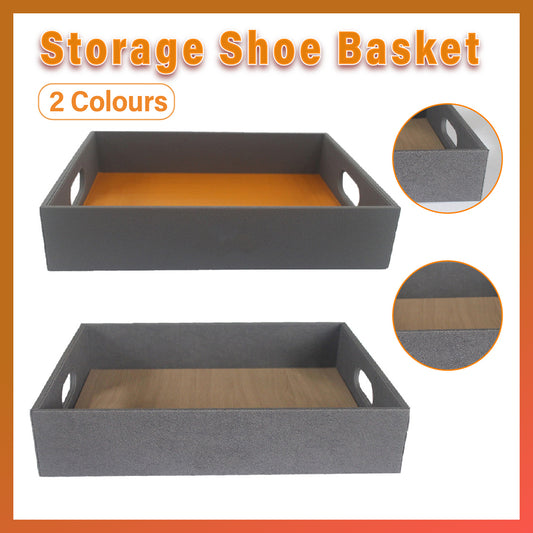 Hotel Shoe Basket Tray Faux Leather Organiser for Guest Room
