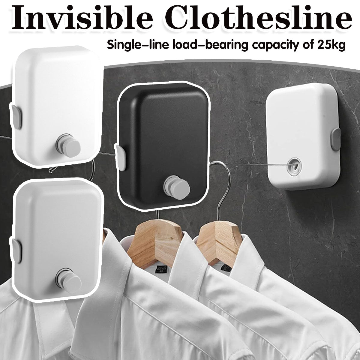 Retractable Stainless Steel Clothesline 4.3m Wall Mount