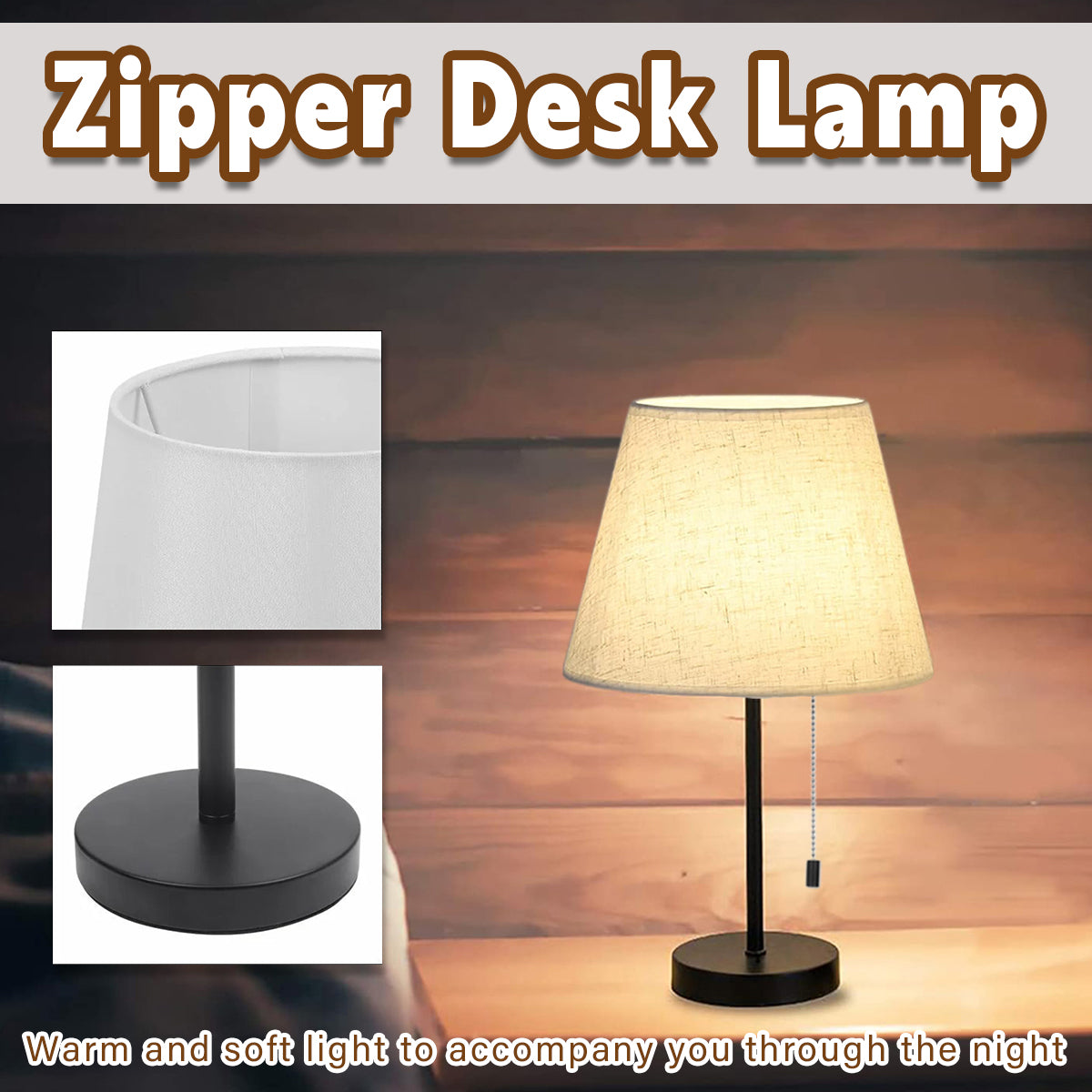Modern Table Lamp with Pull Chain for Hotel Bedside Reading Light