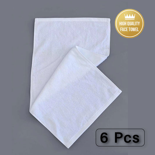 6pcs White Cotton Absorbent Bath Towels for Hotel & Home Use