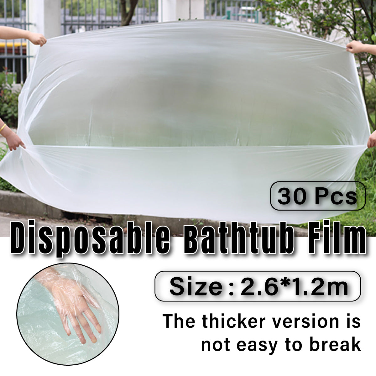 30pcs Disposable Bath Liners Waterproof Film for Hotels