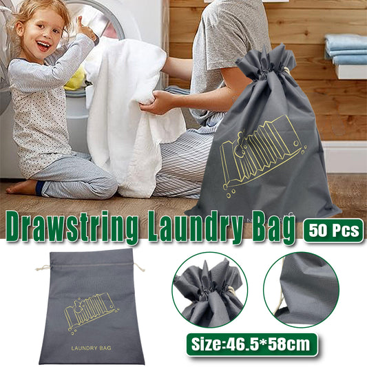 50 PCS Drawstring Laundry Bags Large Non Woven for Travel Hotels