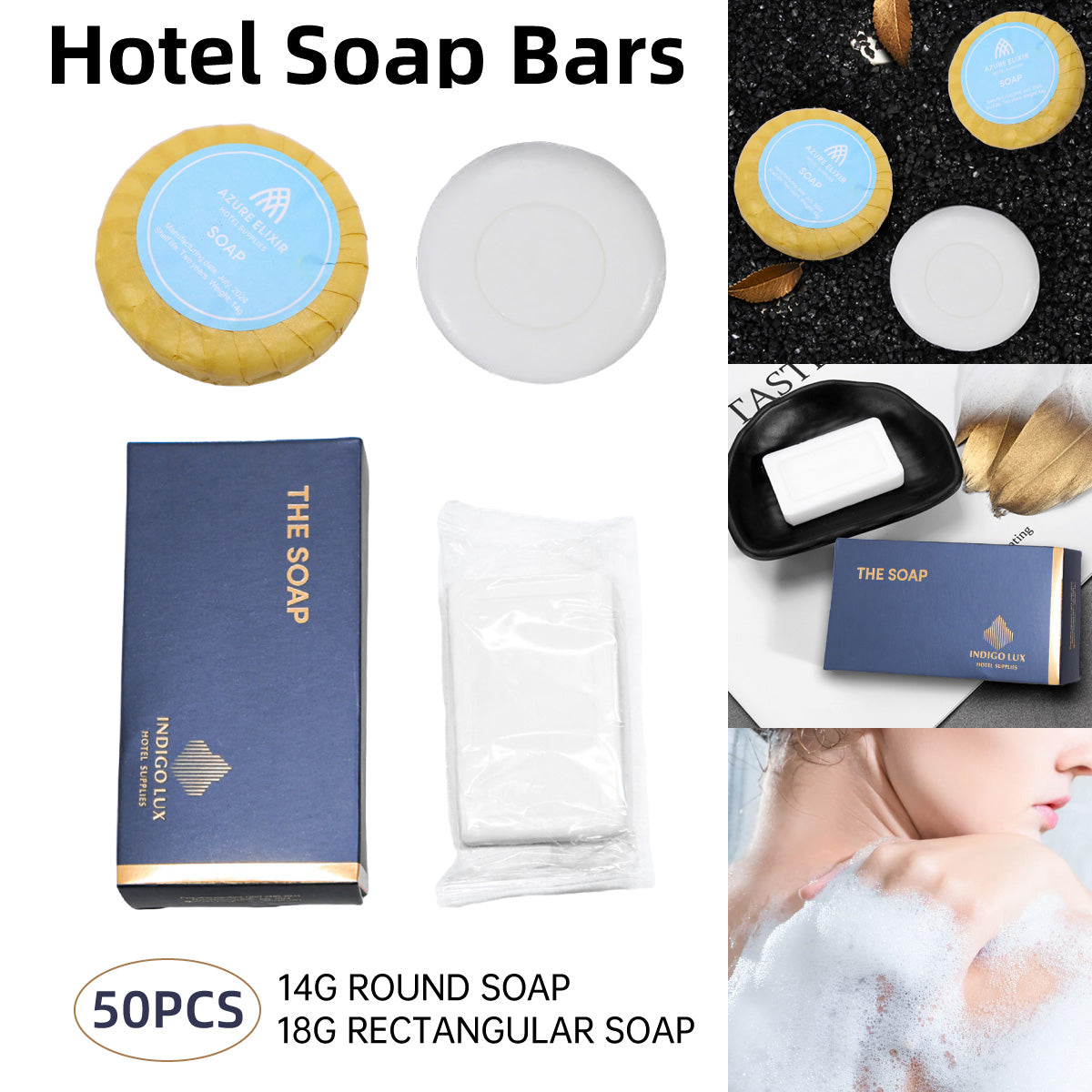 50pcs Hotel Soap Bars for Guesthouse Bathroom Travel Toiletries Set