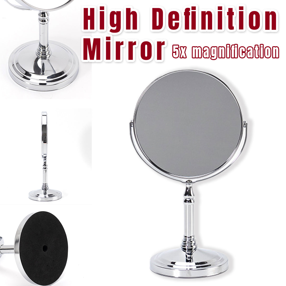 5x Magnifying Desktop Vanity Mirror 360 Rotating HD for Makeup