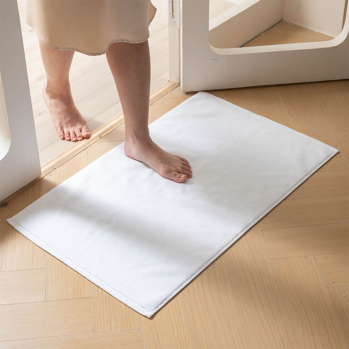6pcs Hotel Cotton Bath Mat Towels Non Slip Floor Use White