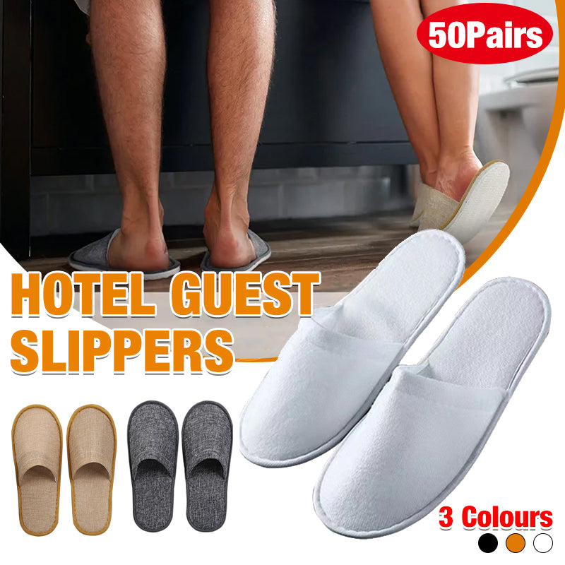 50 Pairs Closed Toe Disposable Slippers in White Grey Khaki