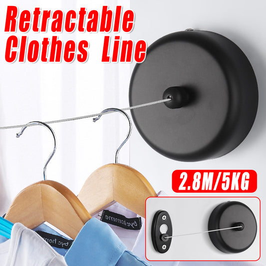 Black Retractable Clothesline Wall Mounted for Bathroom and Balcony