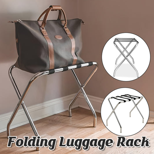 Hotel Foldable Stainless Steel Luggage Rack with Anti Slip Straps