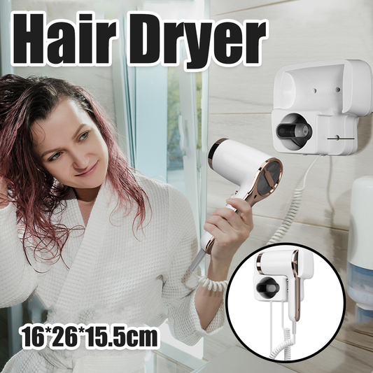 Wall-Mounted Hair Dryer with Holder for Efficient Drying