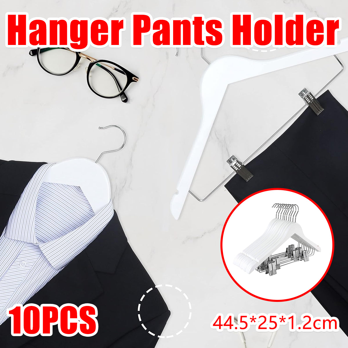 10pcs Wooden Clip Hangers Non Slip for Skirts and Trousers