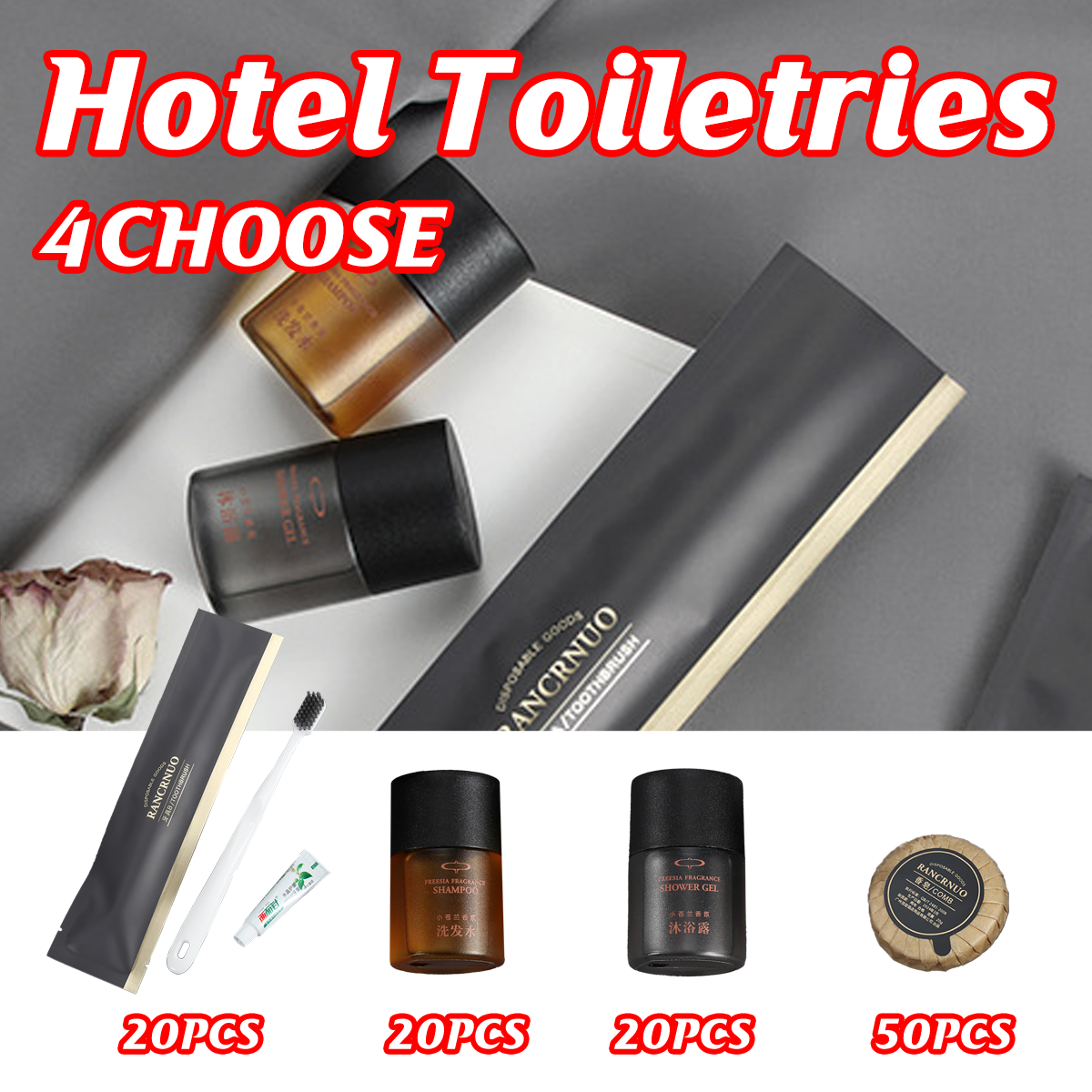 Travel Size Hotel Toiletry Kit Toothbrush Shampoo Soap Set