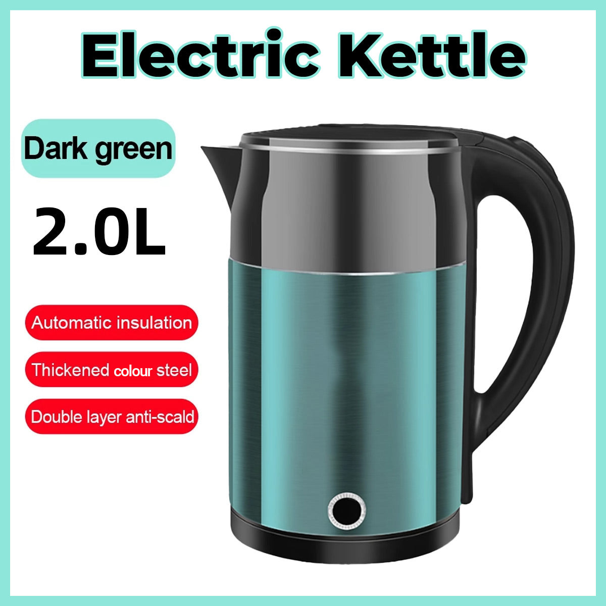 2L Smart Stainless Steel Electric Kettle with Cool Touch Body