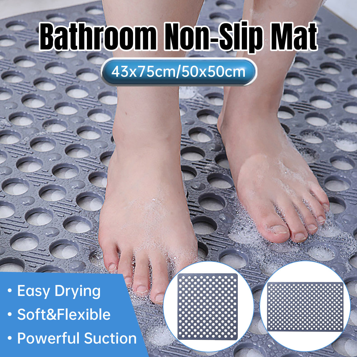 Non Slip PVC Shower Mat with Suction Cups for Bathroom Safety