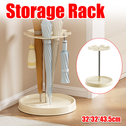 Umbrella Storage Rack with Drain Tray and Top Hooks