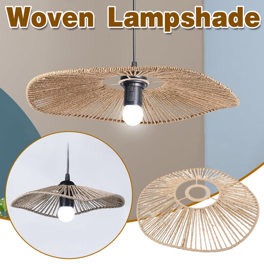 Handwoven Paper Rope Lamp Shade with Hollow Out Light Effect