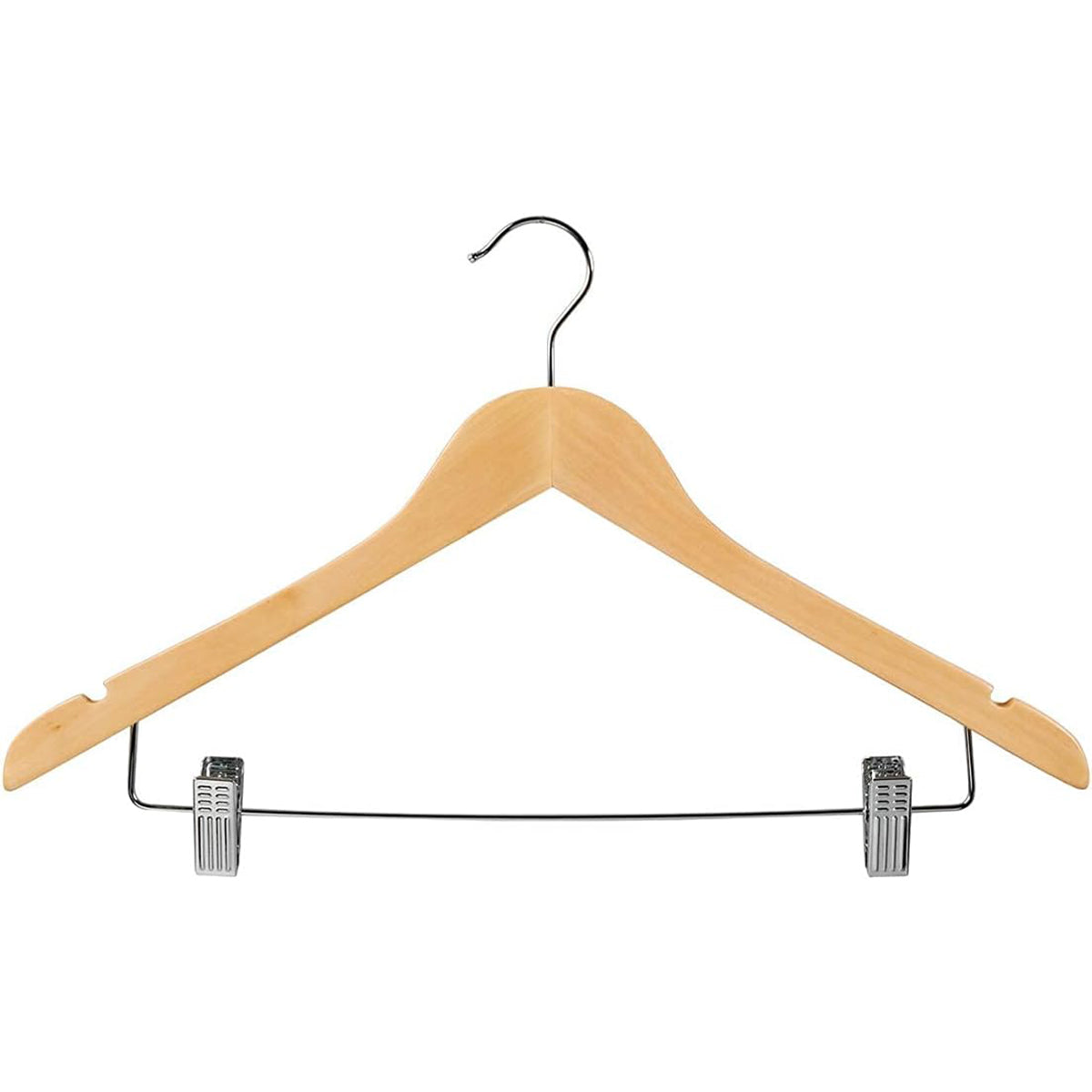 10 Pcs Wooden Non-Slip Clothes Hangers with Clip for Wardrobe