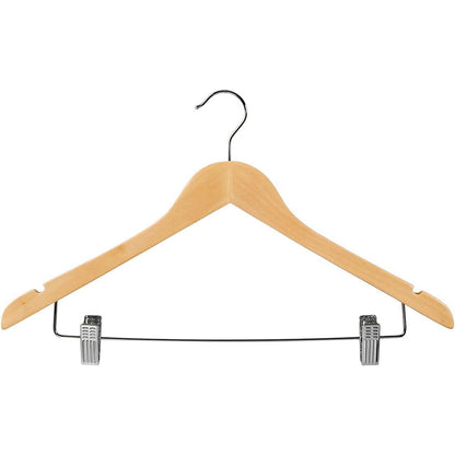 10 Pcs Wooden Non-Slip Clothes Hangers with Clip for Wardrobe