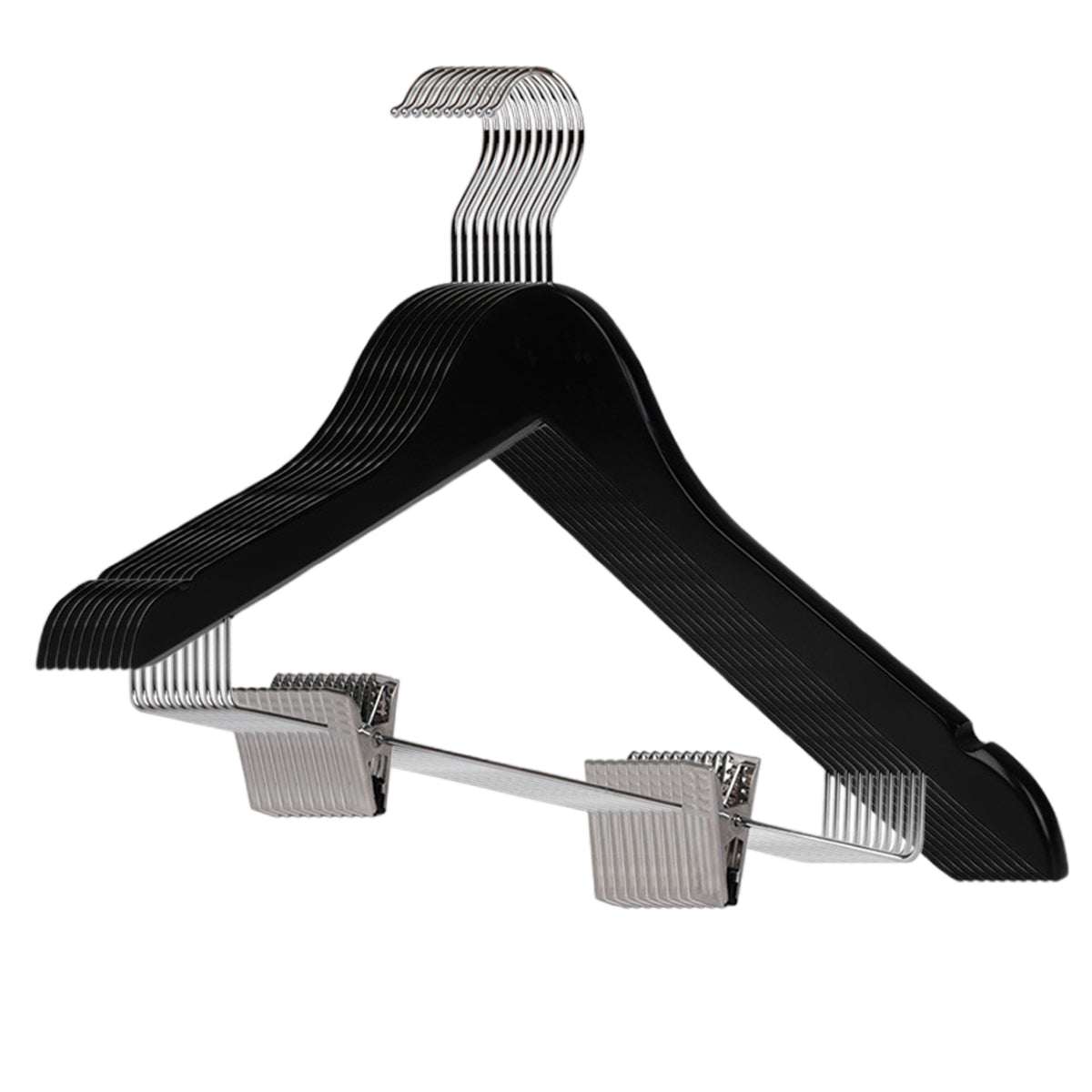 10 Pcs Wooden Non-Slip Clothes Hangers with Clip for Wardrobe
