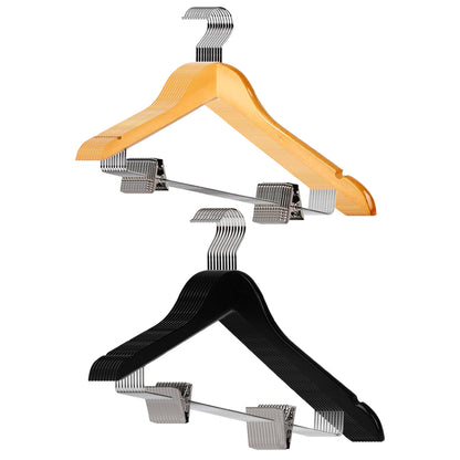 10 Pcs Wooden Non-Slip Clothes Hangers with Clip for Wardrobe