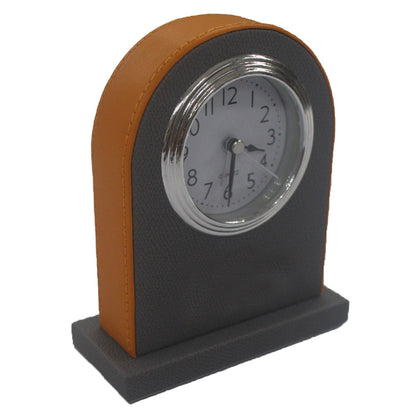 Hotel Alarm Clock Quartz with Faux Leather Clear Display Brown