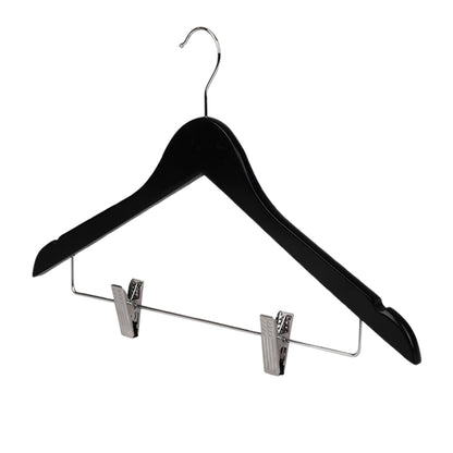 10 Pcs Wooden Non-Slip Clothes Hangers with Clip for Wardrobe