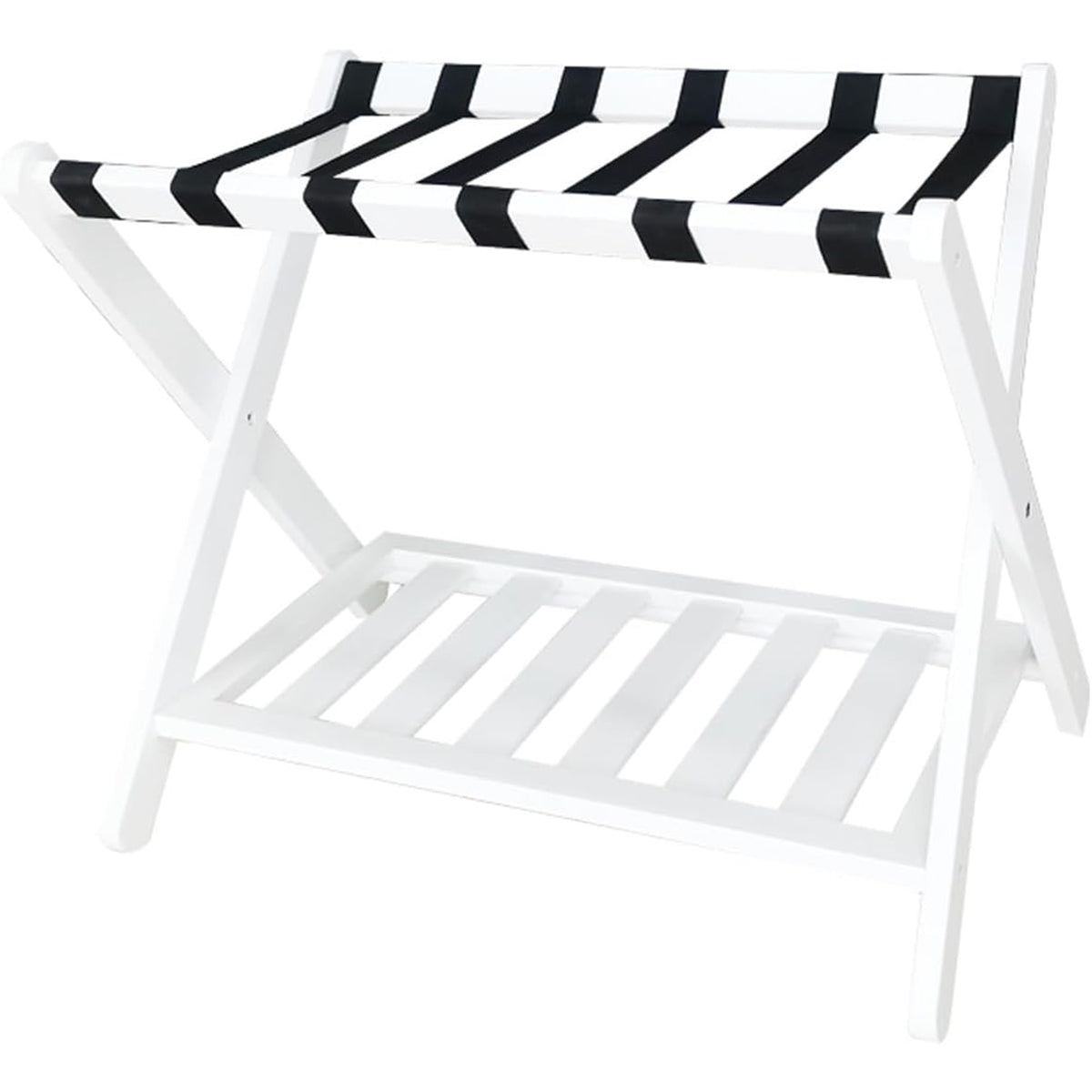 Foldable Bamboo Luggage Rack with Shelf for Hotel Guest Rooms