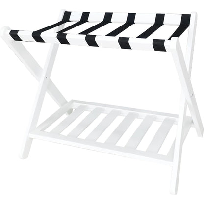 Foldable Bamboo Luggage Rack with Shelf for Hotel Guest Rooms