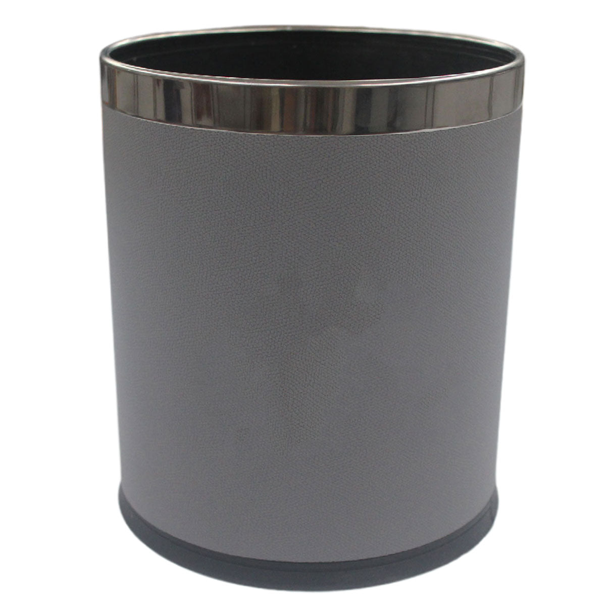 Hotel Leather Trash Bin with Metal Lining 10L Grey for Rooms