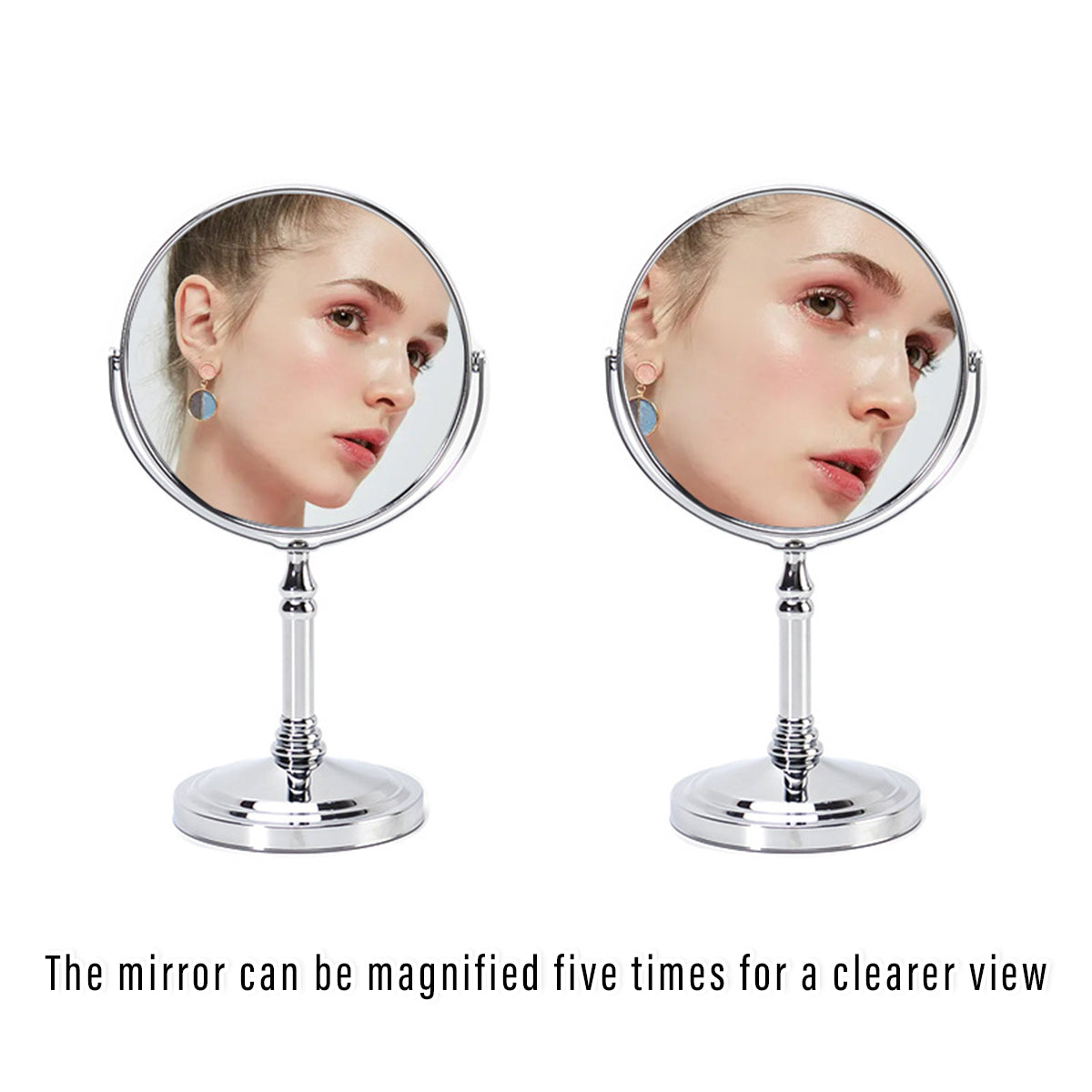 5x Magnifying Desktop Vanity Mirror 360 Rotating HD for Makeup