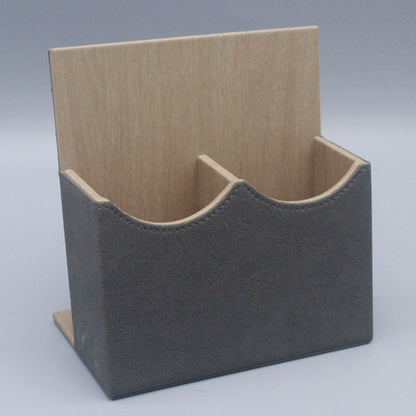 Hotel Leather Remote Control Holder Desk Caddy with 2 Slots