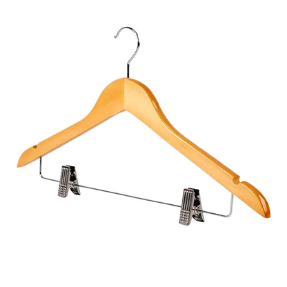 10 Pcs Wooden Non-Slip Clothes Hangers with Clip for Wardrobe