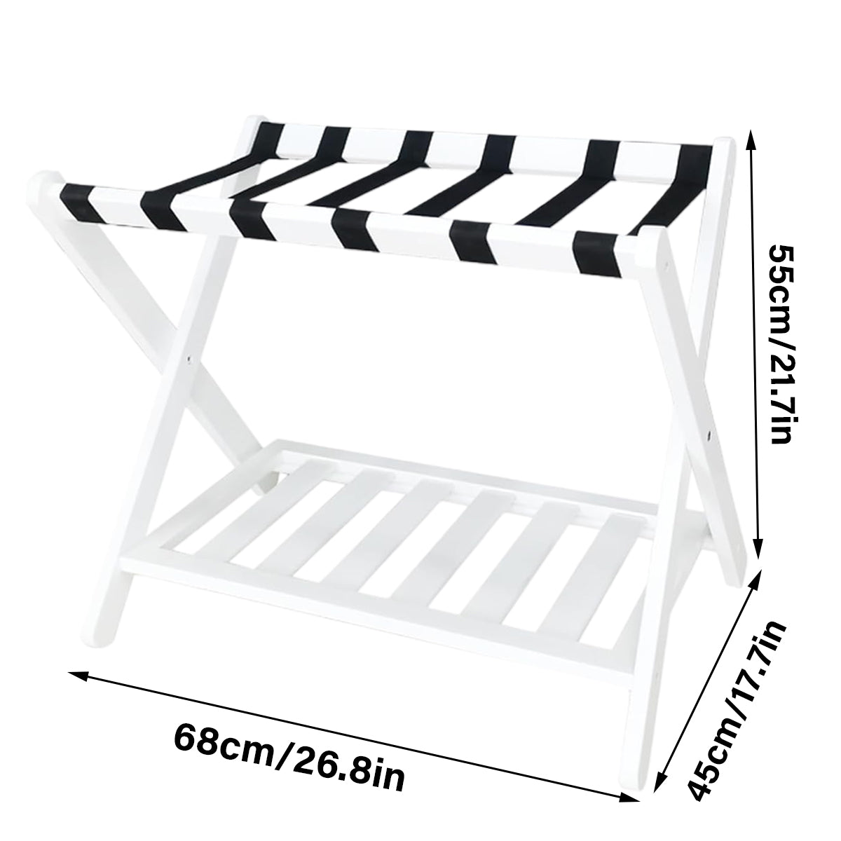 Foldable Bamboo Luggage Rack with Shelf for Hotel Guest Rooms