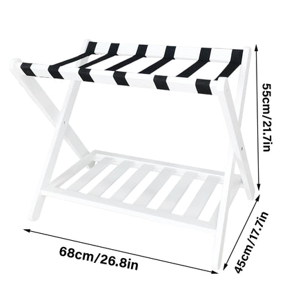 Foldable Bamboo Luggage Rack with Shelf for Hotel Guest Rooms