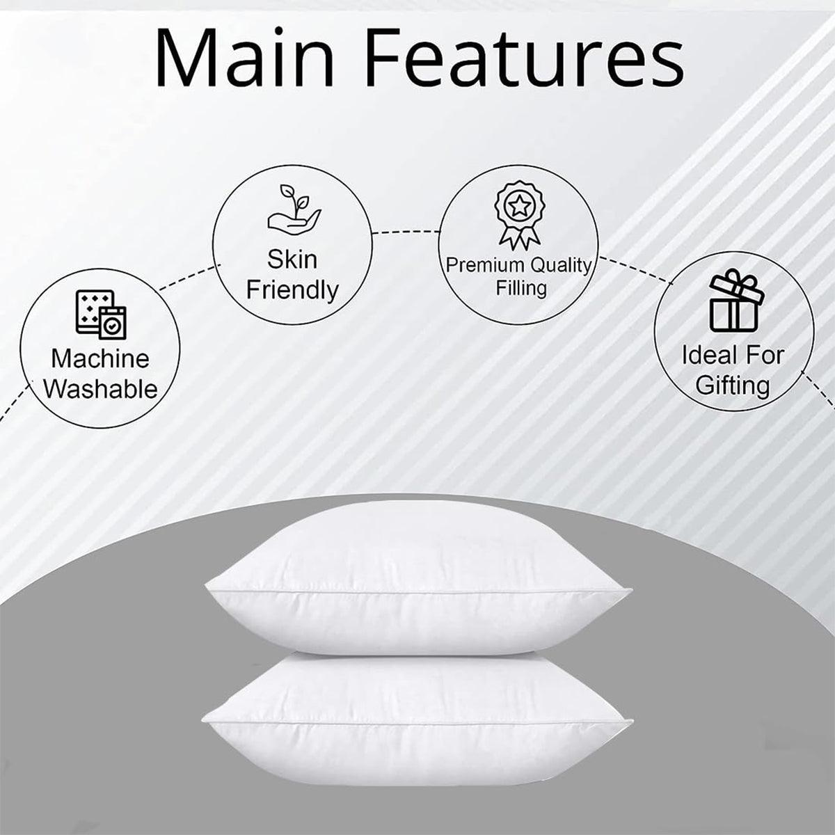 Hotel Quality White Cotton Pillow Core Insert Pair