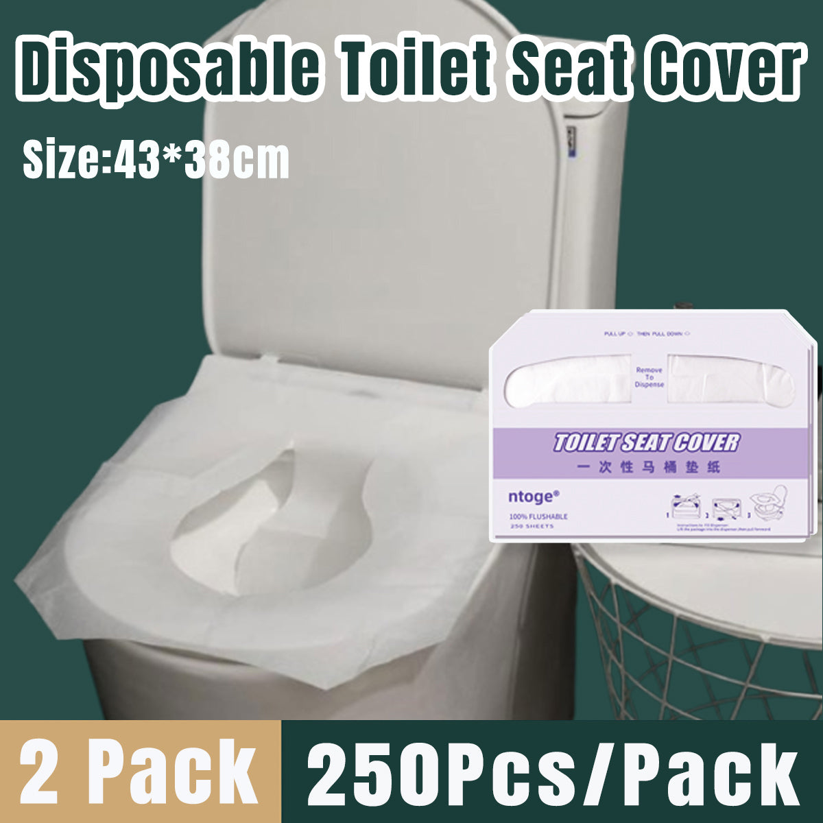 2PCS Travel Disposable Toilet Seat Covers Soluble Paper for Hotel Household