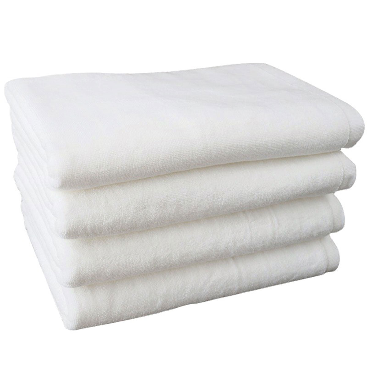 6 Pcs White Cotton Bath Towels Jacquard for Guest Bathrooms