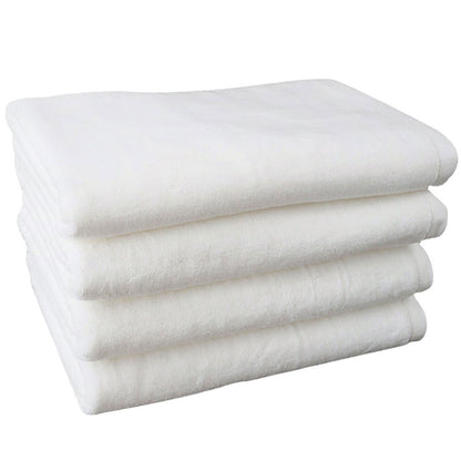 6 Pcs White Cotton Bath Towels Jacquard for Guest Bathrooms