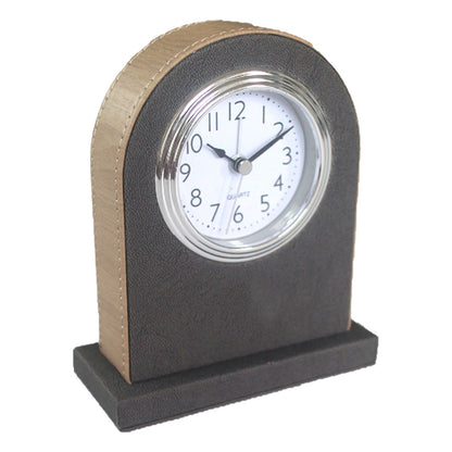 Hotel Alarm Clock Quartz with Faux Leather Clear Display Brown