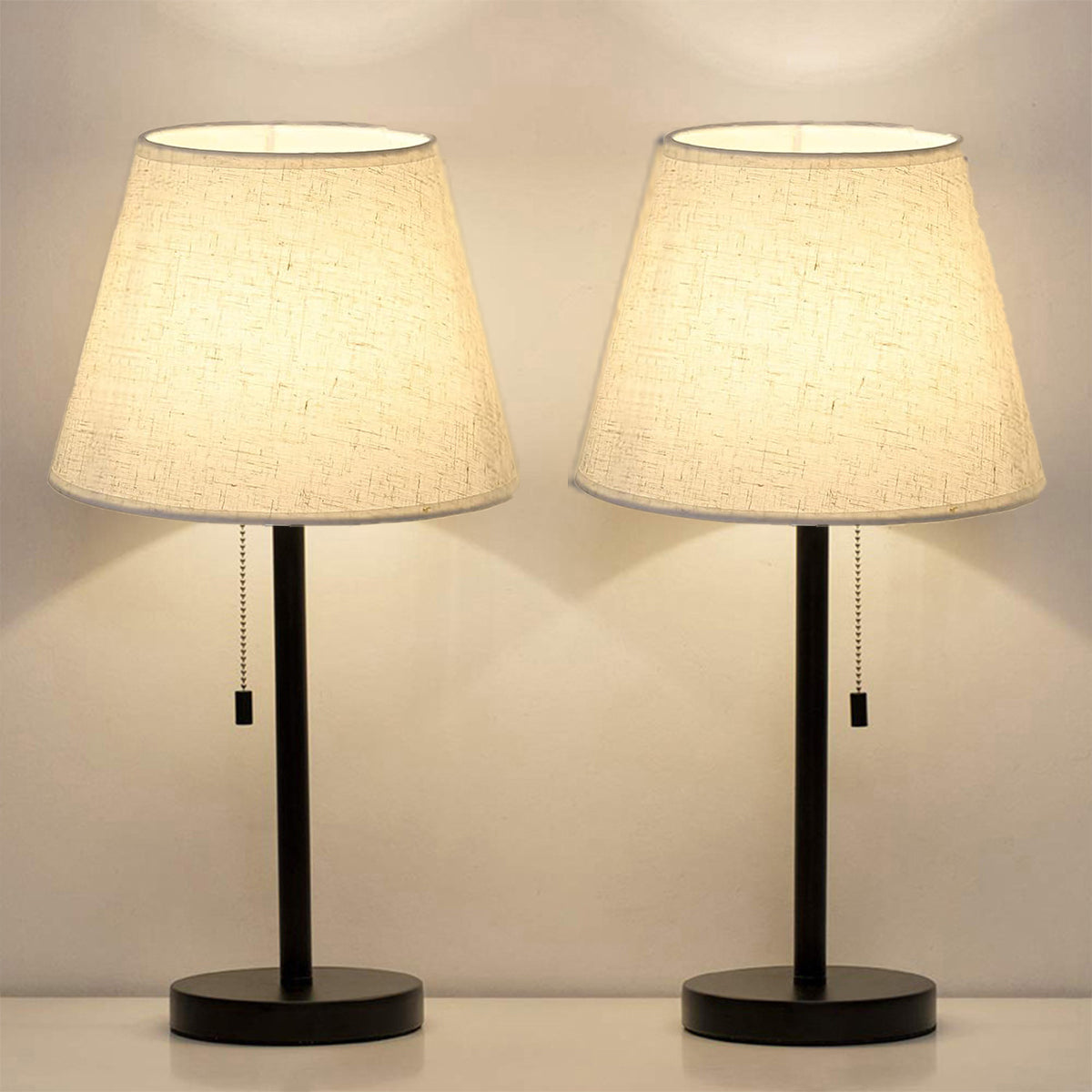 Modern Table Lamp with Pull Chain for Hotel Bedside Reading Light