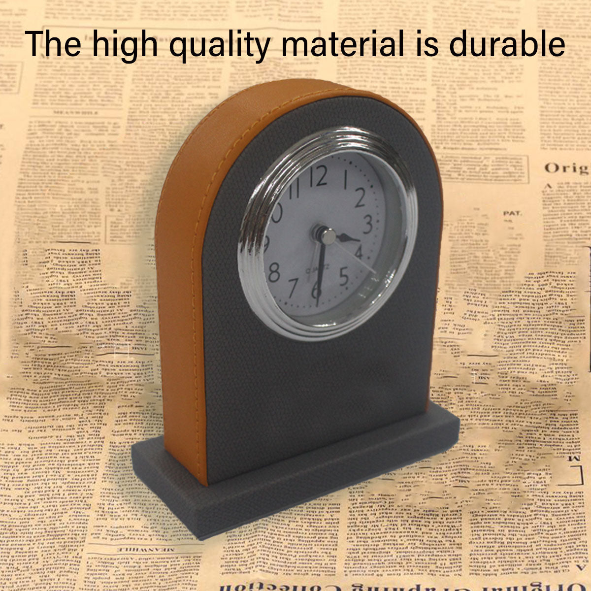 Hotel Alarm Clock Quartz with Faux Leather Clear Display Brown
