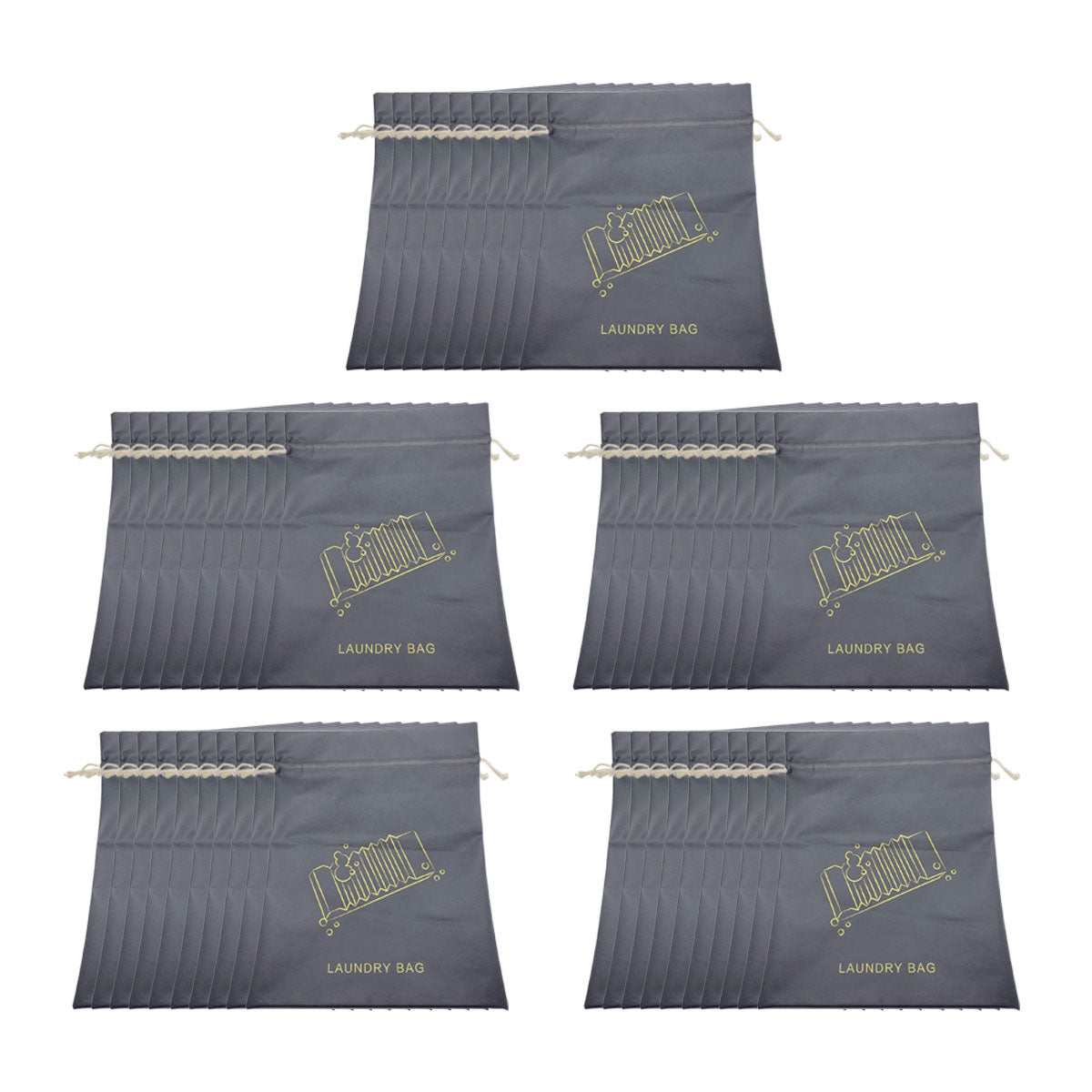 50 PCS Drawstring Laundry Bags Large Non Woven for Travel Hotels
