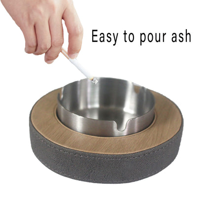 Leather Tissue Box Holder with Stainless Steel Ashtray for Hotel & Home Use