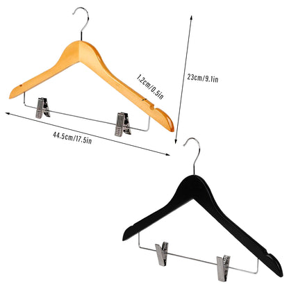 10 Pcs Wooden Non-Slip Clothes Hangers with Clip for Wardrobe
