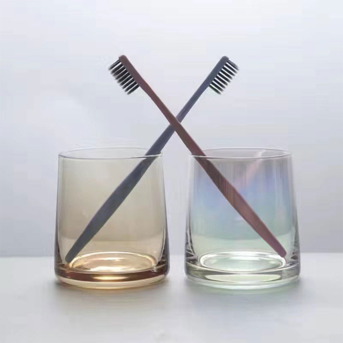 2Pcs Hotel Household Glass Toothwash Cups Set