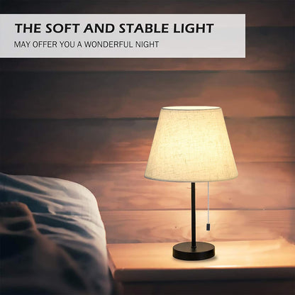 Modern Table Lamp with Pull Chain for Hotel Bedside Reading Light