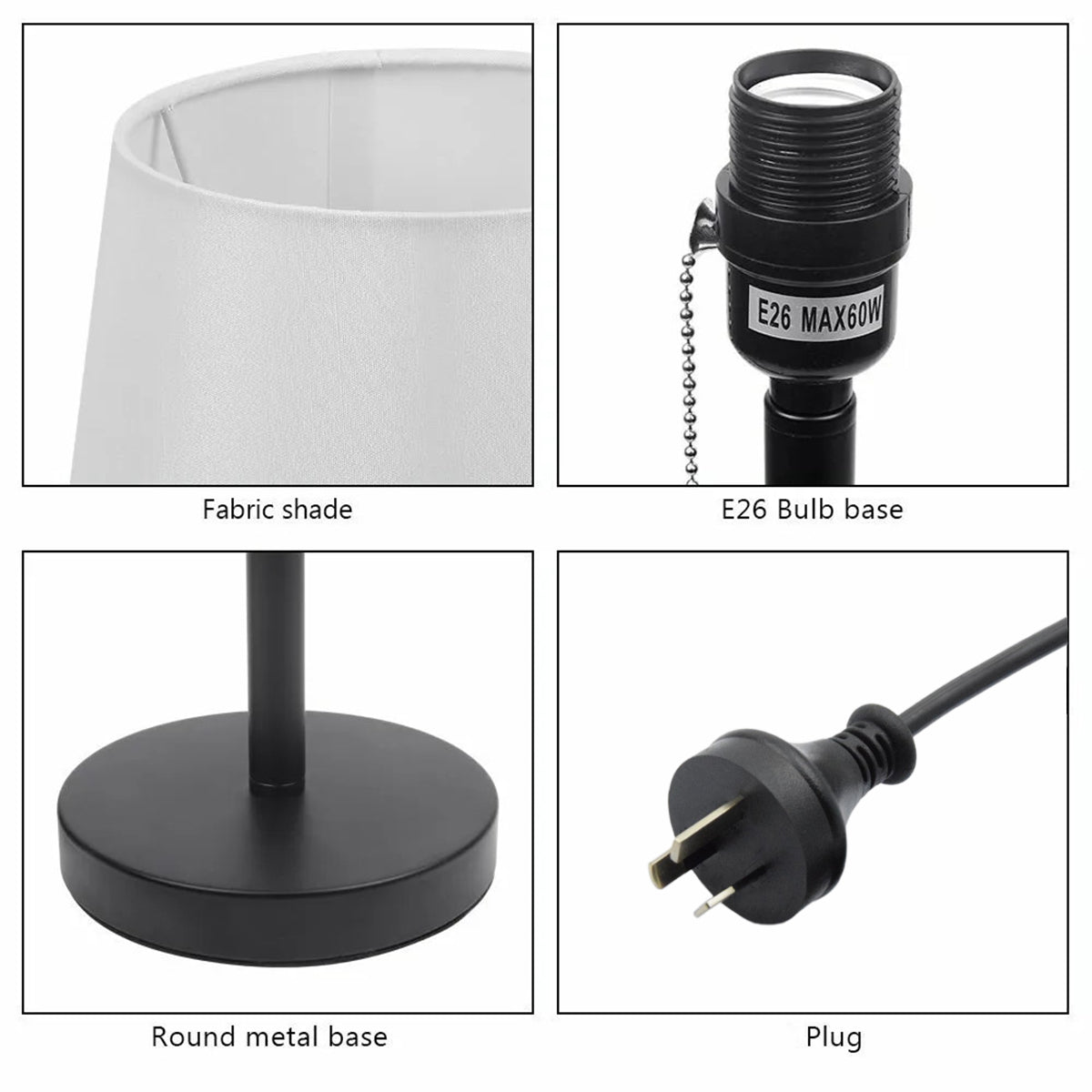 Modern Table Lamp with Pull Chain for Hotel Bedside Reading Light