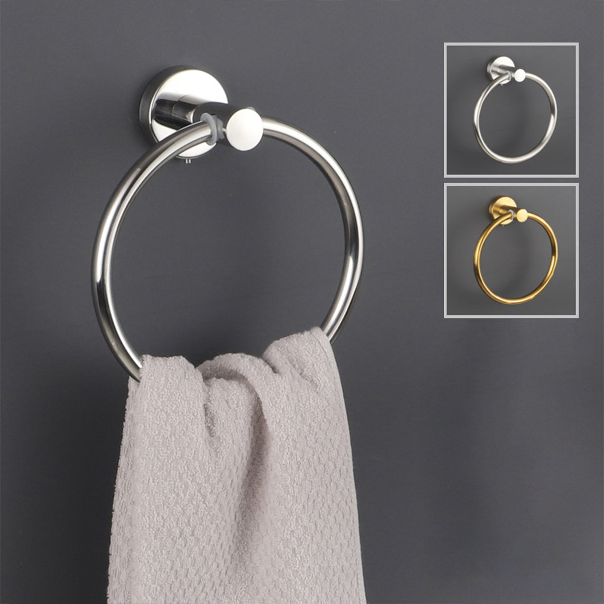 Wall Mounted Bathroom Towel Ring 180 Degree Swivel