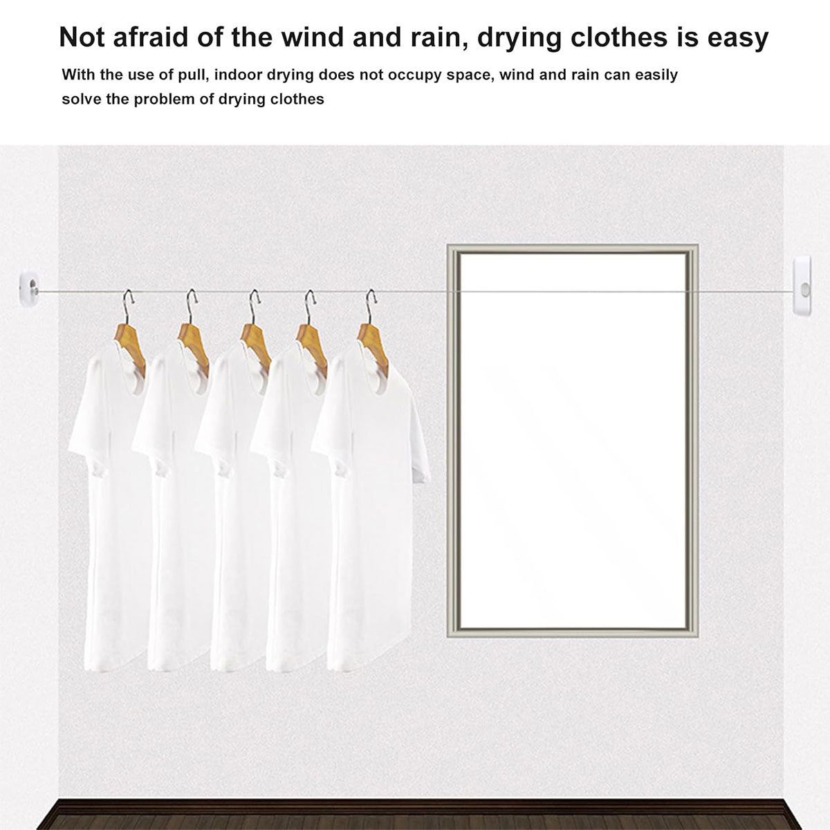 Retractable Stainless Steel Clothesline 4.3m Wall Mount