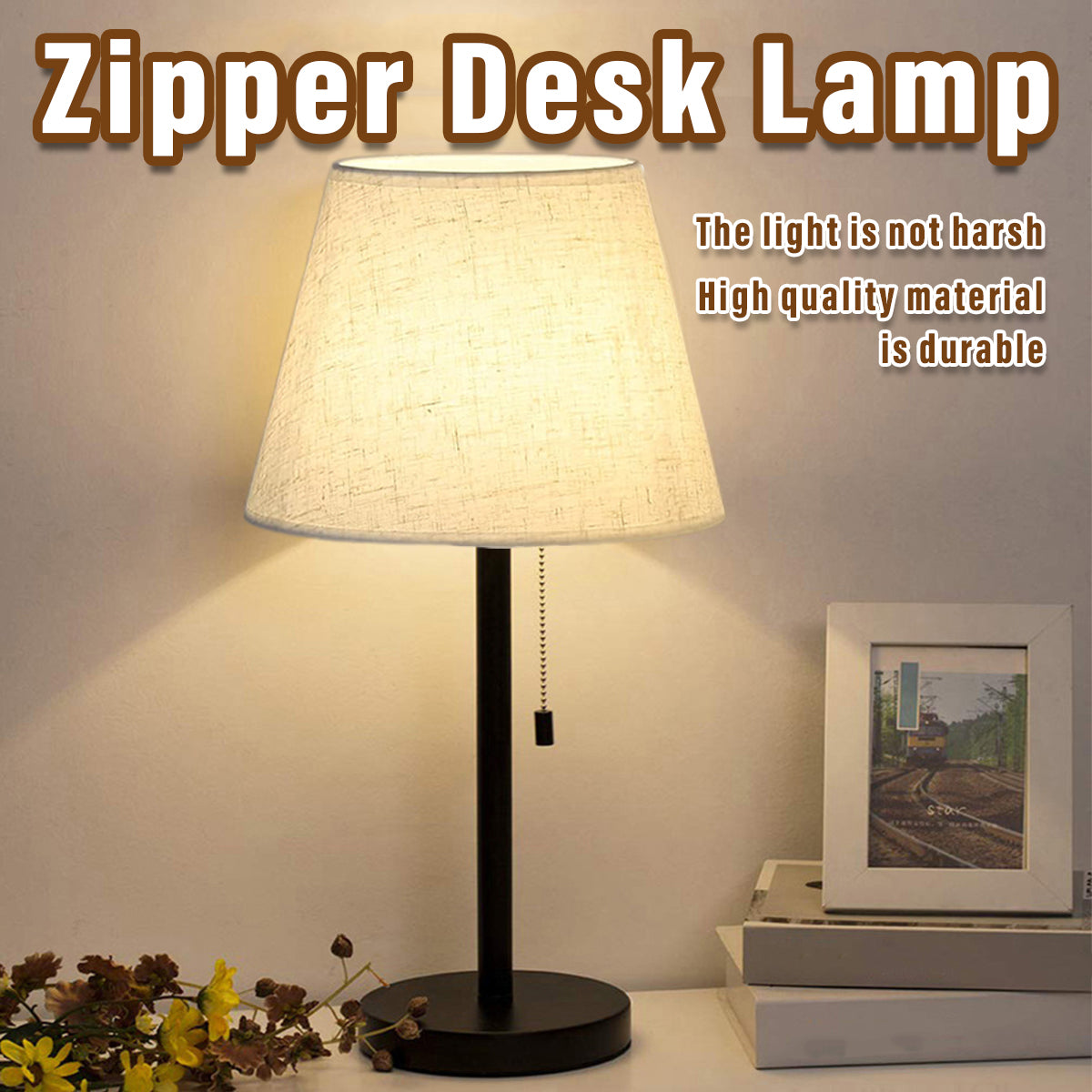 Modern Table Lamp with Pull Chain for Hotel Bedside Reading Light